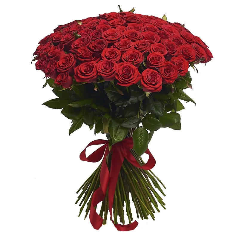 Букет из 101 алой розы премиум (70 см)